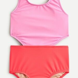 NWT J. Crew Crewcut Girl’s Double Cutout Bi- Color One Piece Swimsuit 4 $49.50